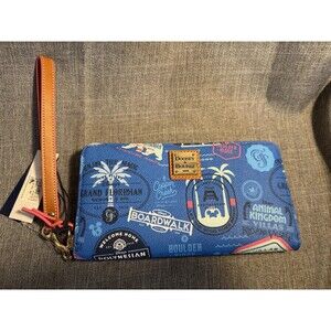 Dooney & Bourke Blue Disney Vacation Club Zip PVC Leather Wristlet Wallet NWT